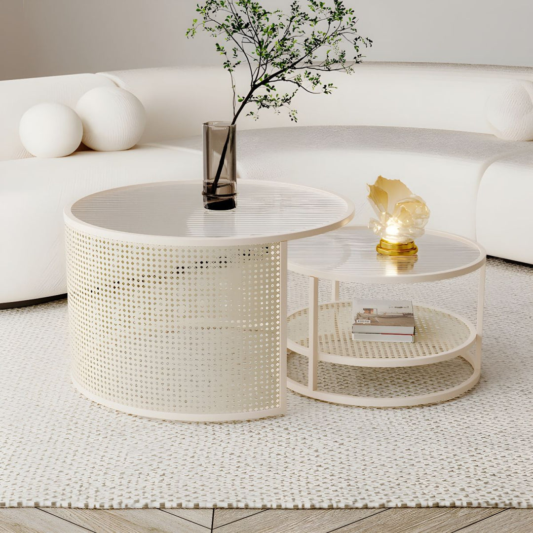 Mihir Stainless Steel Frame Coffee Table for Living Room | Fluted Glass Top