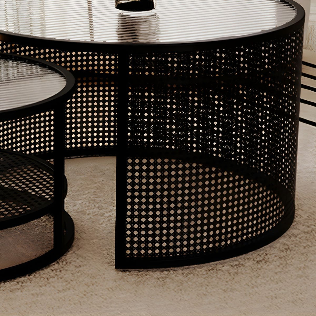 Mihir Stainless Steel Frame Coffee Table for Living Room | Fluted Glass Top