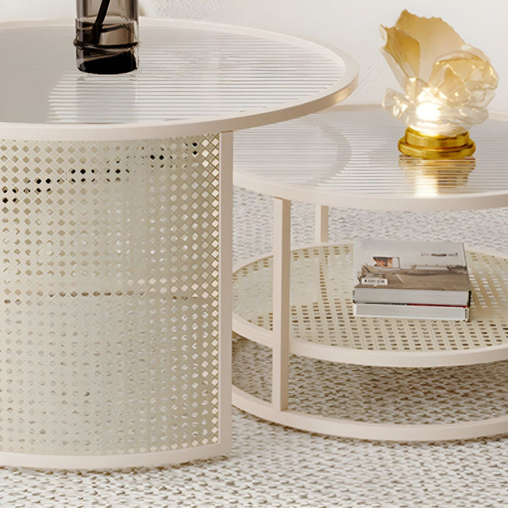 Mihir Stainless Steel Frame Coffee Table for Living Room | Fluted Glass Top