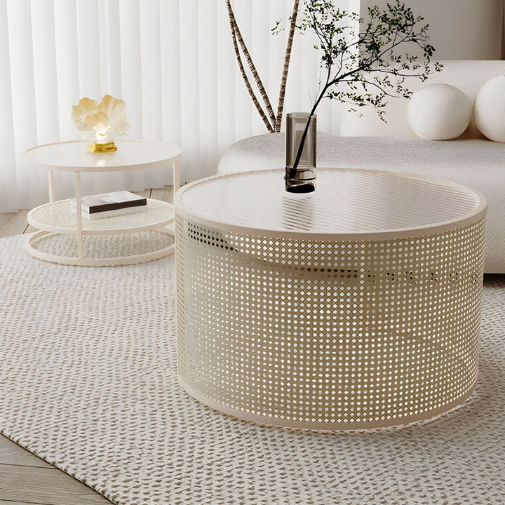 Mihir Stainless Steel Frame Coffee Table for Living Room | Fluted Glass Top