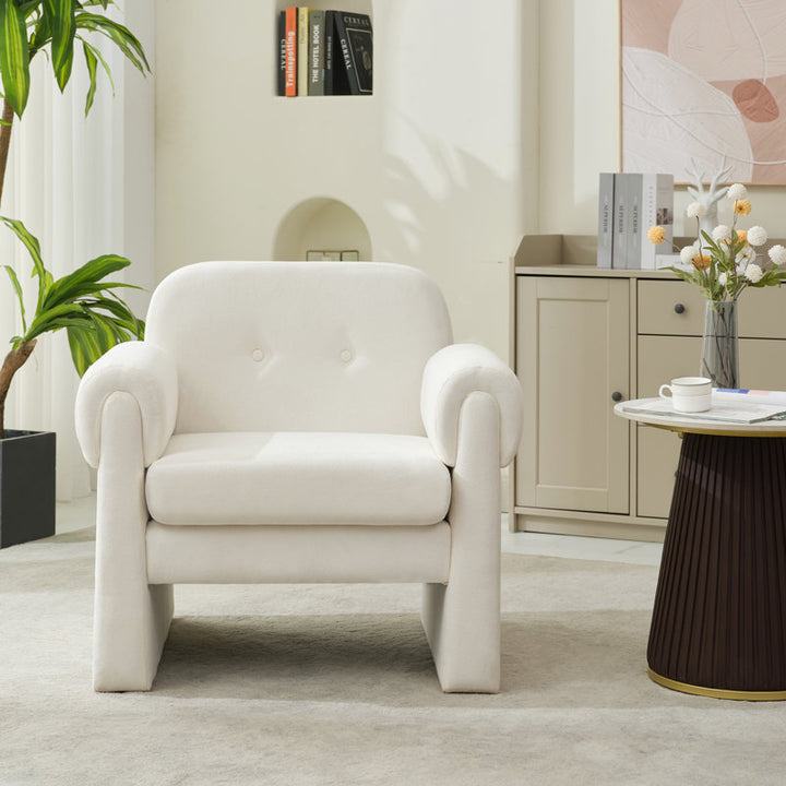 Thanya Solid Wood and Fabric Arm Chair | Living Room Chair | Lounge Chair