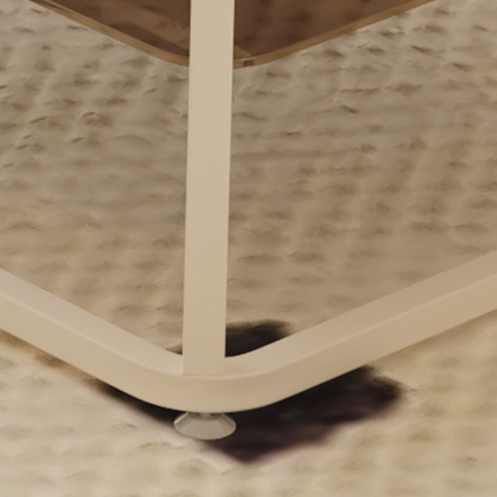 Drift Metal Coffee Table for Living Room | White Coating | Glass Top