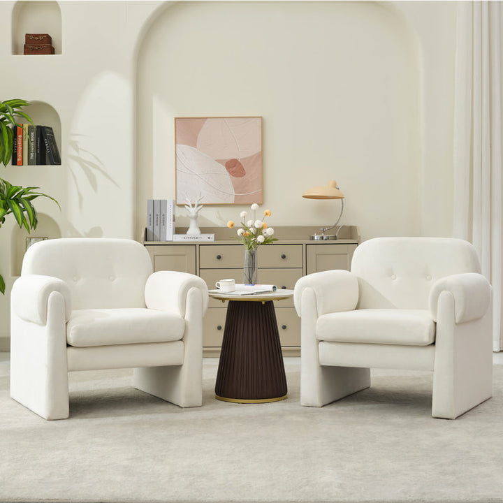 Thanya Solid Wood and Fabric Arm Chair | Living Room Chair | Lounge Chair