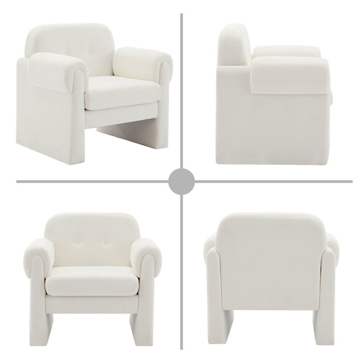 Thanya Solid Wood and Fabric Arm Chair | Living Room Chair | Lounge Chair