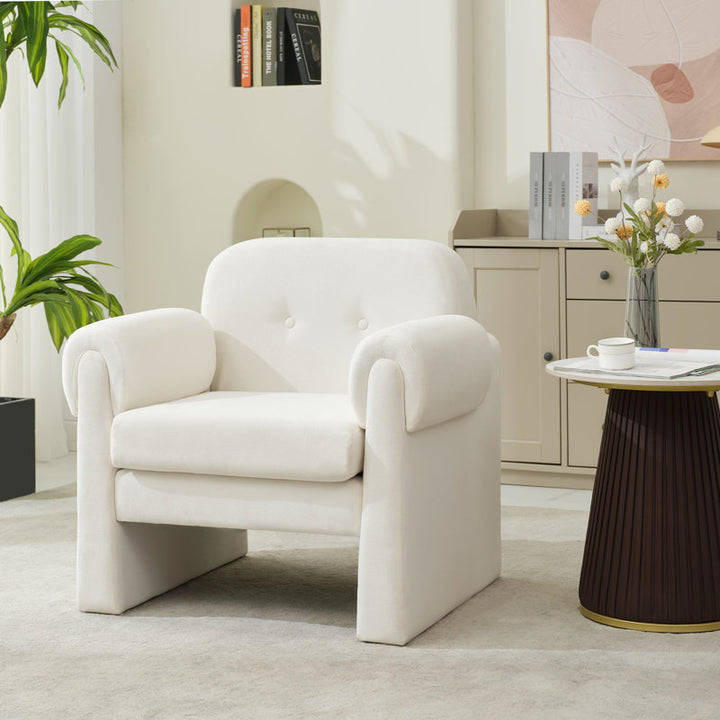 Thanya Solid Wood and Fabric Arm Chair | Living Room Chair | Lounge Chair