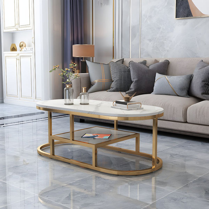 Naksh Stainless Steel Frame Coffee Table for Living Room