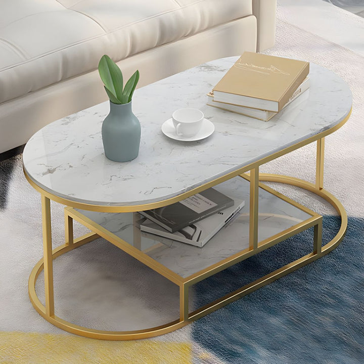 Naksh Stainless Steel Frame Coffee Table for Living Room