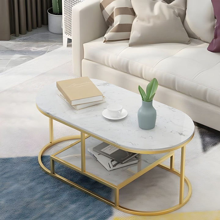 Naksh Stainless Steel Frame Coffee Table for Living Room