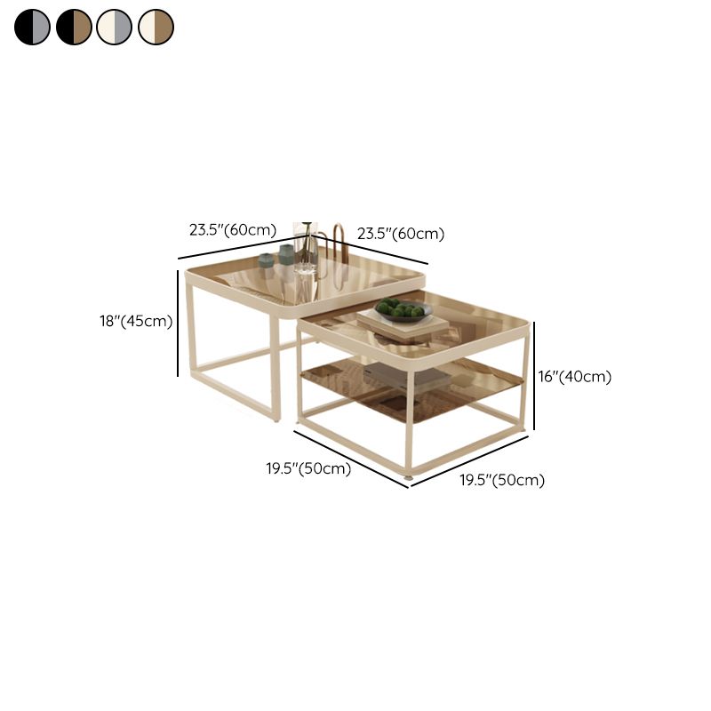 Drift Metal Coffee Table for Living Room | White Coating | Glass Top