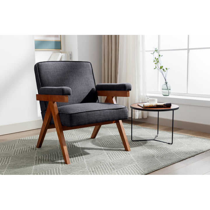 Miraya Solid Wood and Fabric Arm Chair | Living Room Chair | Lounge Chair