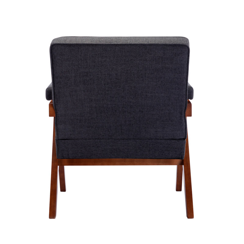 Miraya Solid Wood and Fabric Arm Chair | Living Room Chair | Lounge Chair