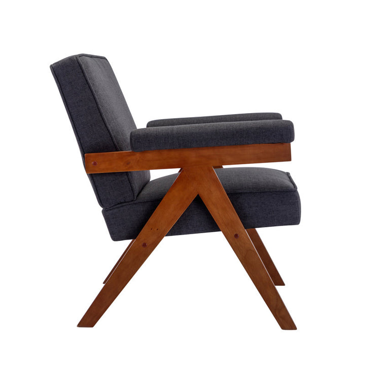 Miraya Solid Wood and Fabric Arm Chair | Living Room Chair | Lounge Chair