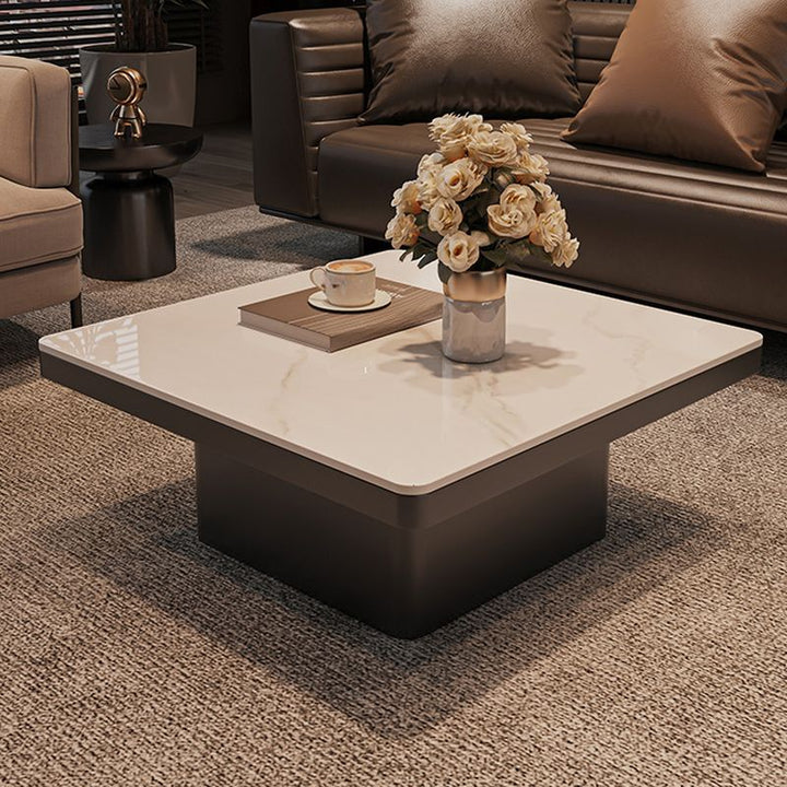 Terra Stainless Steel Coffee Table Set | Square Shaped | Ceramic Composite Marble - Set of 2