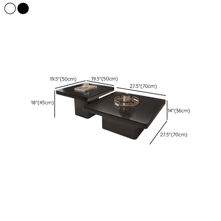 Terra Stainless Steel Coffee Table Set | Square Shaped | Ceramic Composite Marble - Set of 2