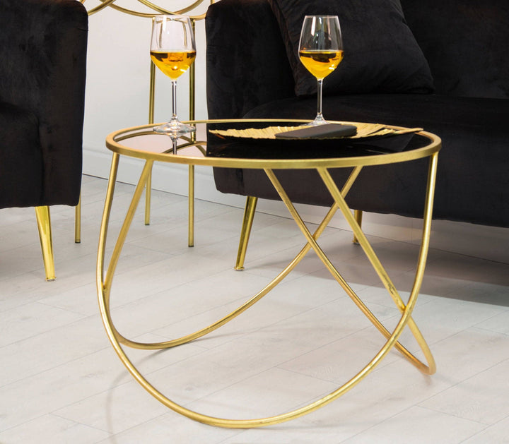 Kajal Stainless Steel Coffee Table With Glass Top