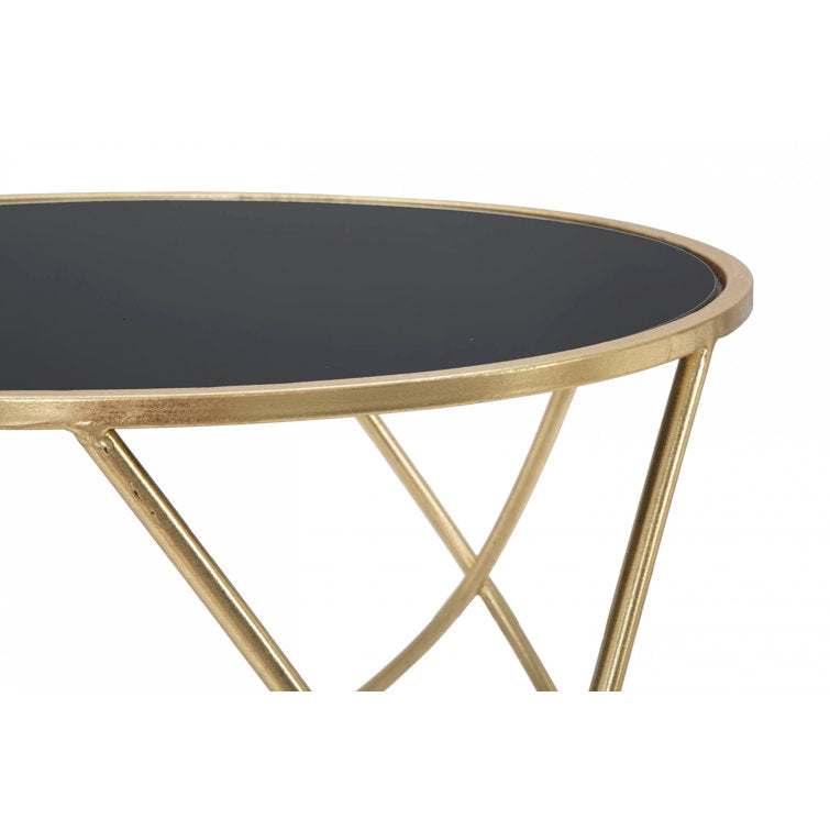 Kajal Stainless Steel Coffee Table With Glass Top
