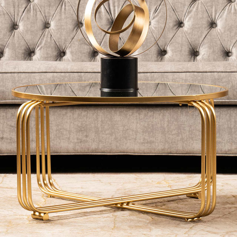 Kalpana Stainless Steel Coffee Table With Glass Top