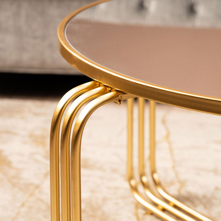 Kalpana Stainless Steel Coffee Table With Glass Top