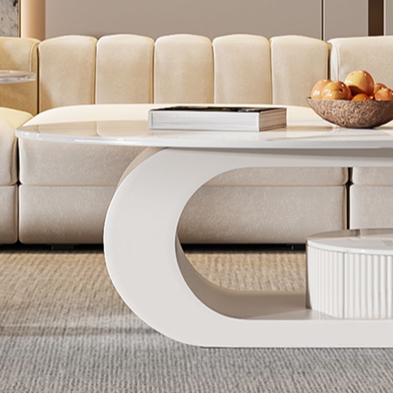 Bali Coffee Table | Stainless Steel and MDF | Composite Ceramic Marble | Oval Shaped
