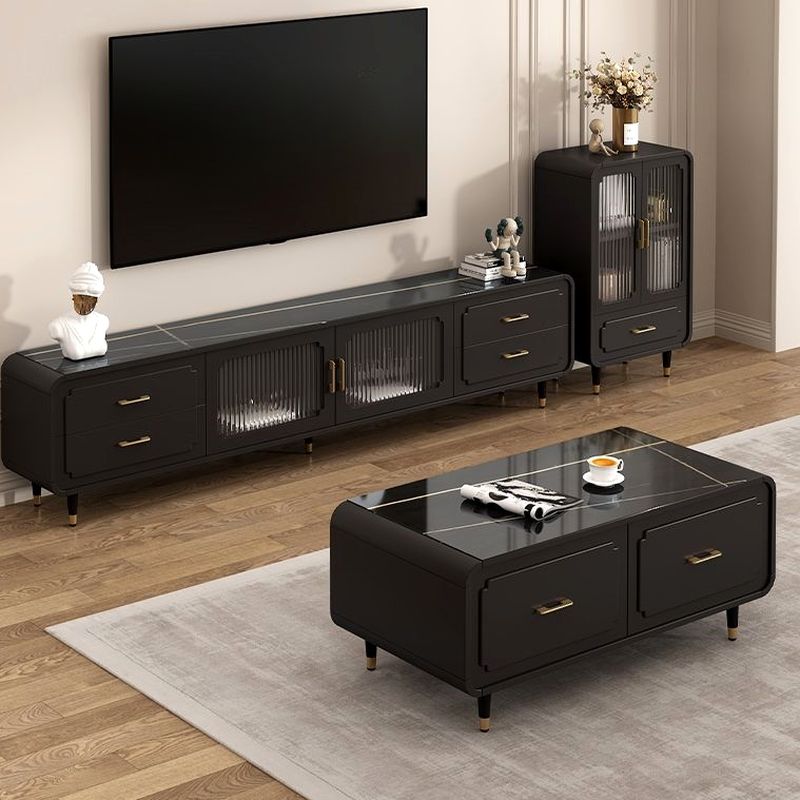 Flint Black Coffee Table for Living Room | Ceramic Composite Marble