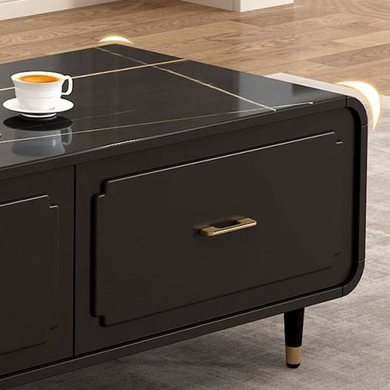 Flint Black Coffee Table for Living Room | Ceramic Composite Marble