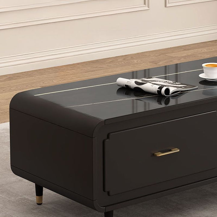 Flint Black Coffee Table for Living Room | Ceramic Composite Marble