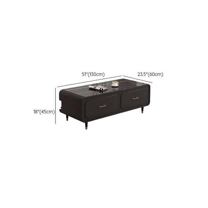 Flint Black Coffee Table for Living Room | Ceramic Composite Marble