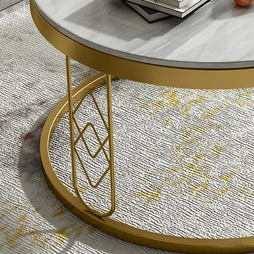 Arjun Coffee Table Metal Frame With Marble Top