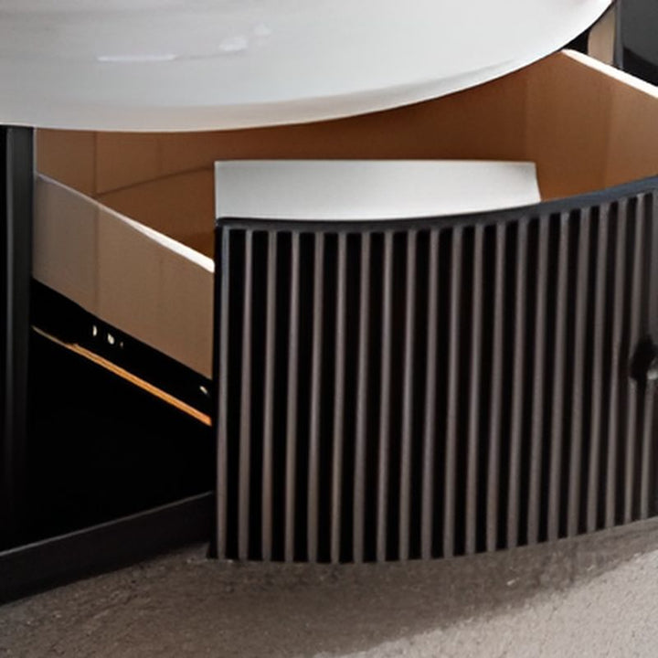 Zyra Coffee Table | Stainless Steel and MDF | Composite Ceramic Marble | Oval Shaped