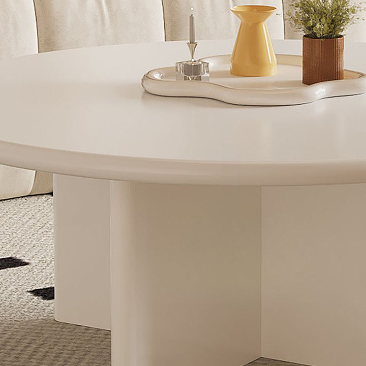 Nubo Mango Wood Coffee Table for Living Room | Round Shaped | White Finish