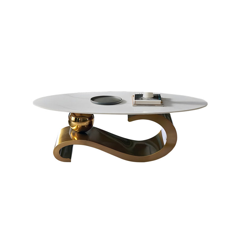 Ridhi Luxurious Marble Top Stainless Steel With Pvd Coated Single Bool Coffee Table