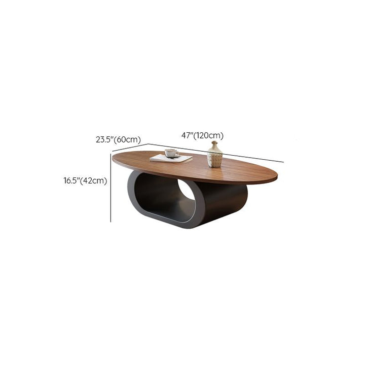 Kora Wooden and Metal Coffee Table for Living Room | Oval Shaped