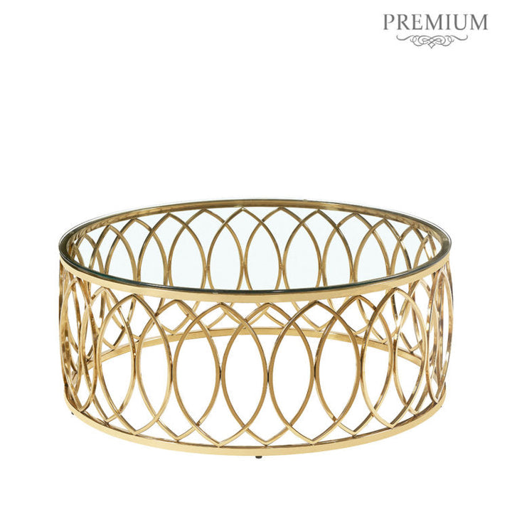 Kavya Stainless Steel Coffee Table With Glass Top