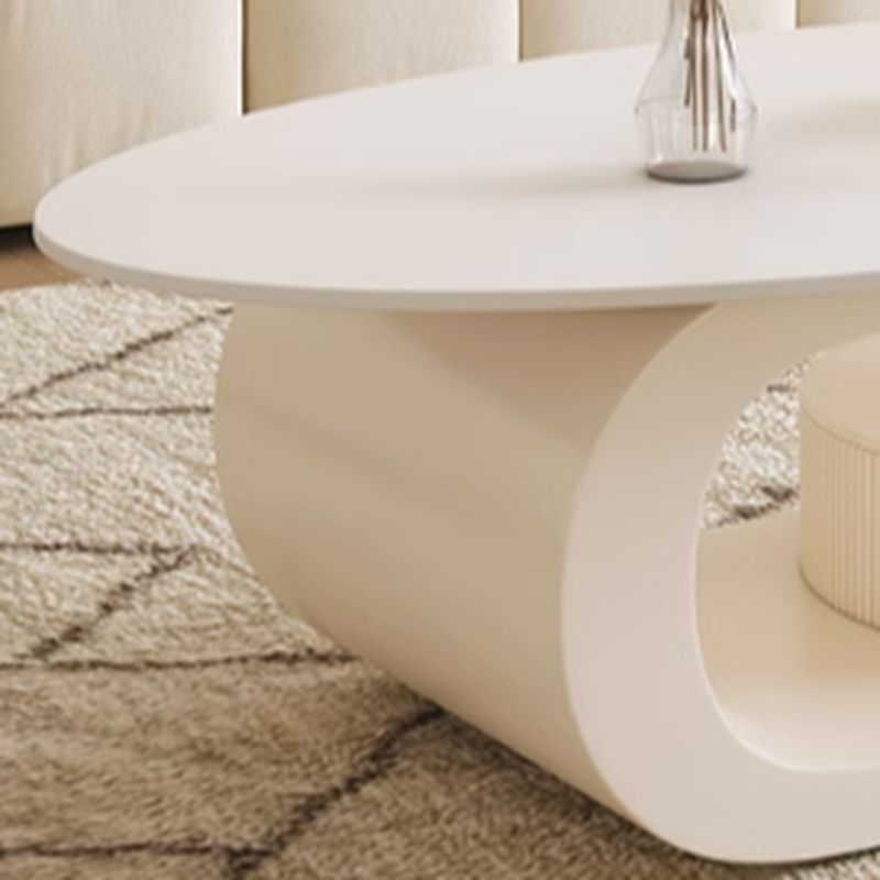 Bali Coffee Table | Stainless Steel and MDF | Composite Ceramic Marble | Oval Shaped - Sinlge Big Table