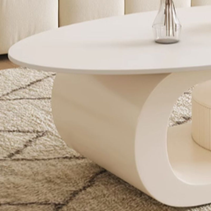 Bali Coffee Table | Stainless Steel and MDF | Composite Ceramic Marble | Oval Shaped - Sinlge Big Table