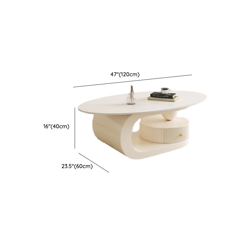 Bali Coffee Table | Stainless Steel and MDF | Composite Ceramic Marble | Oval Shaped - Sinlge Big Table