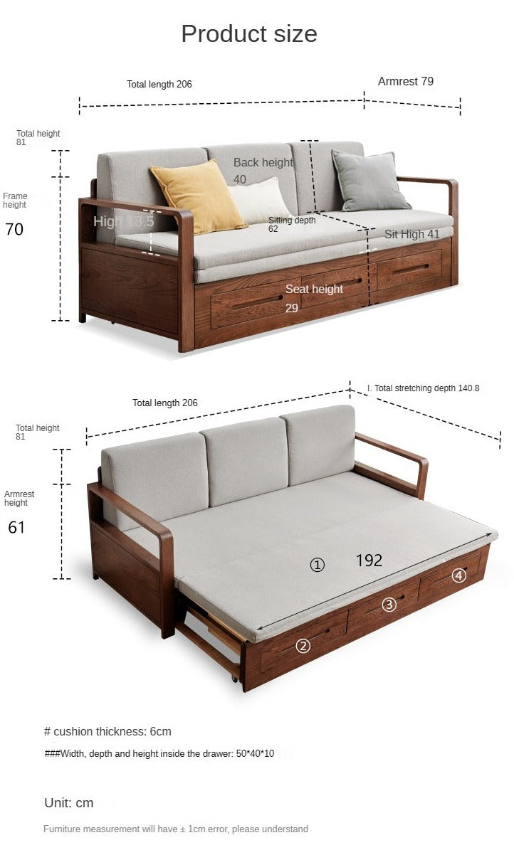 Lavita Solid Wood Sofa Come Bed | Easy Folding Sofa Come Bed
