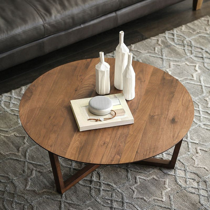 Vexa Wooden Coffee Table for Living Room | Round Shaped