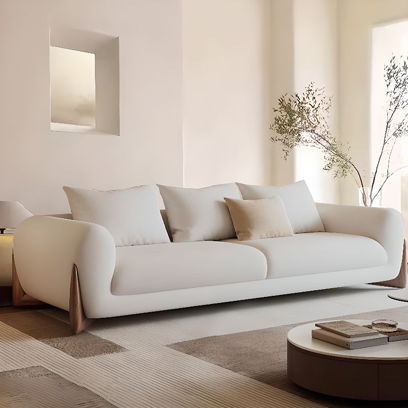 Mikhail White Boucle Fabric 3 Seater Sofa for Living Room