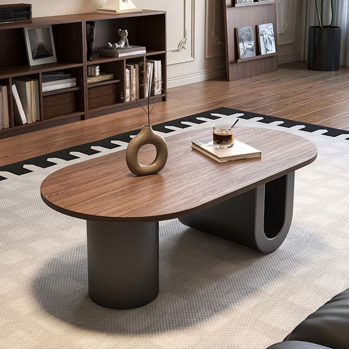 Elara Stainless Steel Coffee Table | Wooden Table Top