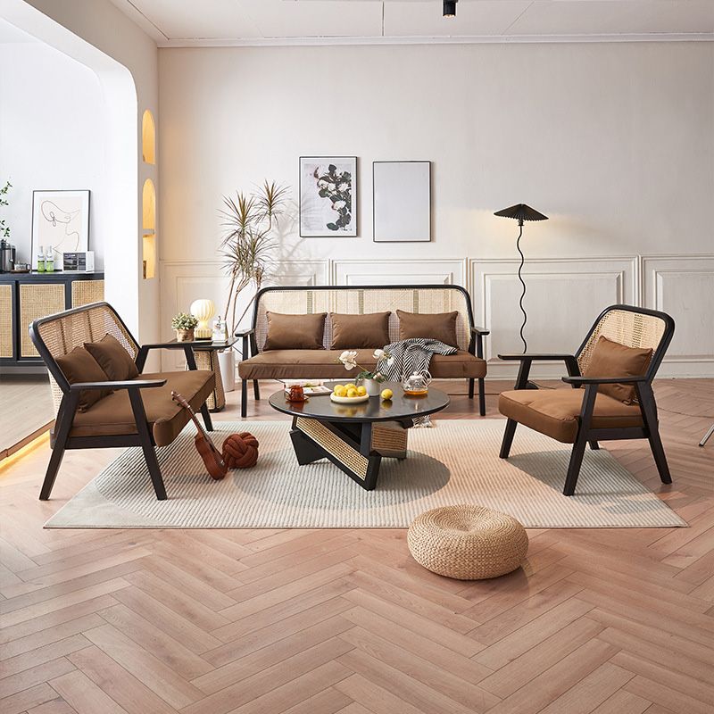 Artem Solid Wood and Cane Weaving Sofa Set for Living Room 3 + 2 + 1 Set
