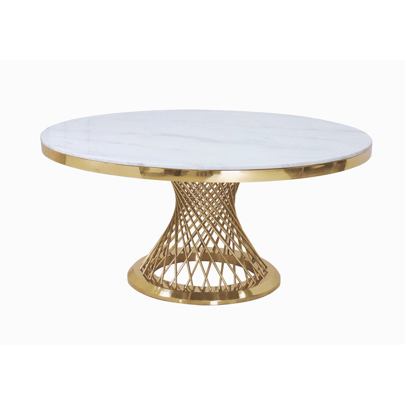 Krupa Stainless Steel Coffee Table With Marble Top