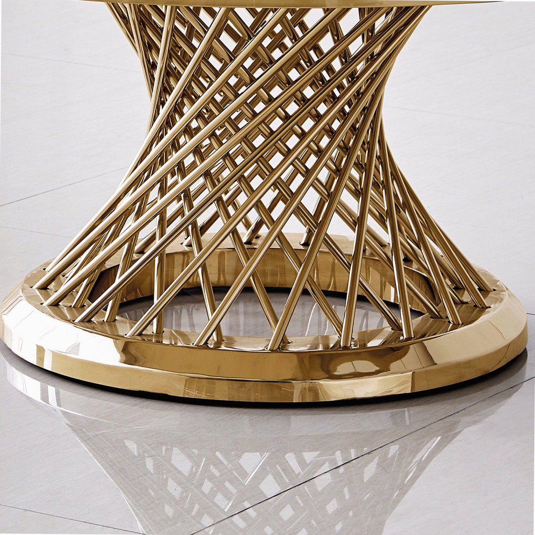 Krupa Stainless Steel Coffee Table With Marble Top