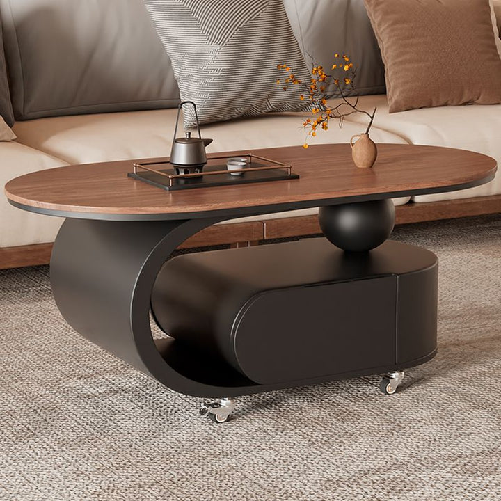 Lyra Stainless Steel Coffee Table for Living Room | With Wheels