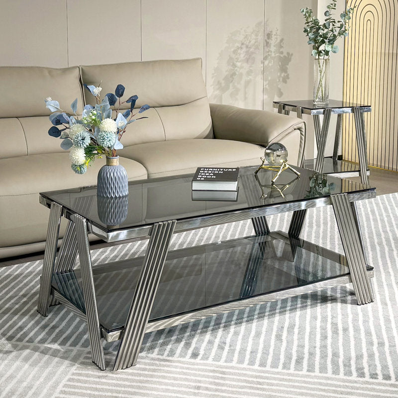 Kusum Stainless Steel Coffee Table For Living Room - Silver