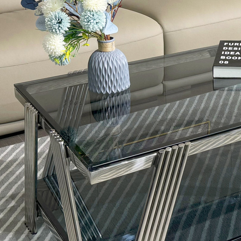 Kusum Stainless Steel Coffee Table For Living Room - Silver