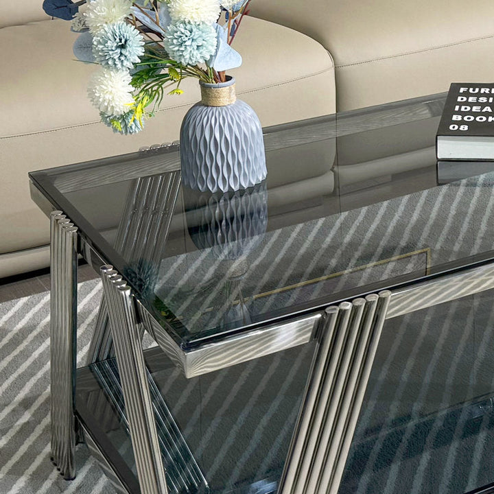 Kusum Stainless Steel Coffee Table For Living Room - Silver