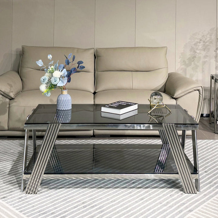 Kusum Stainless Steel Coffee Table For Living Room - Silver
