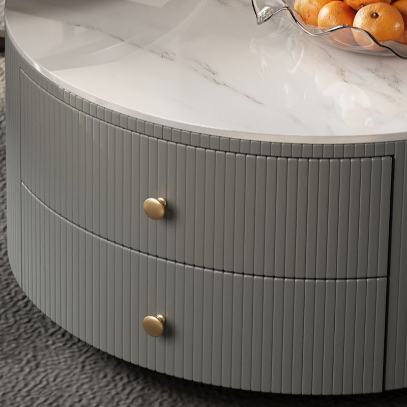 Bella Coffee Table for Living Room | Ceramic Top | Round Shaped | Grey Colour