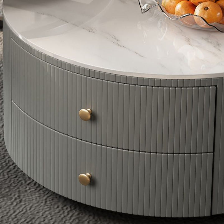 Bella Coffee Table for Living Room | Ceramic Top | Round Shaped | Grey Colour